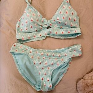 Stylish Light Blue Patterned Bikini Set